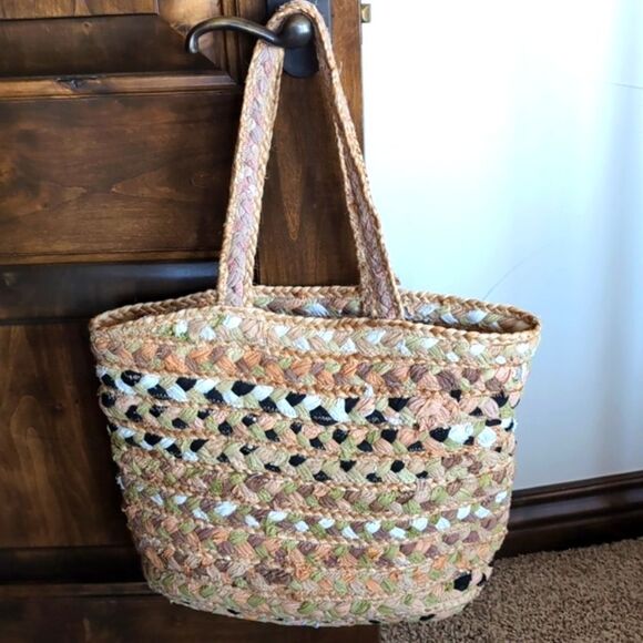 Magid BOHO Woven Jute and Cotton/ Shoulder Tote NWOT - Picture 9 of 15